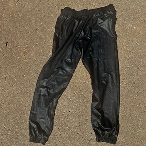 Black pleather joggers